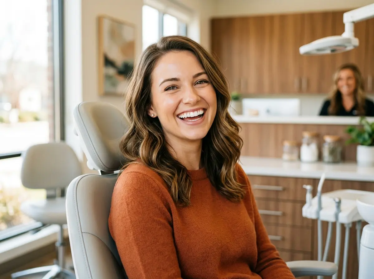 A highly satisfied smiling patient at our Etobicoke Finch Ave family dental clinic